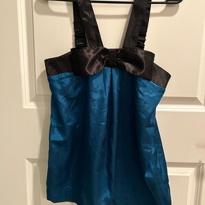 Elegant Blue and Black Satin Top